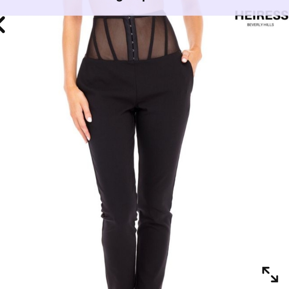 Heiress Beverly Hills Corset  Pants with mesh insert  xs black high waist